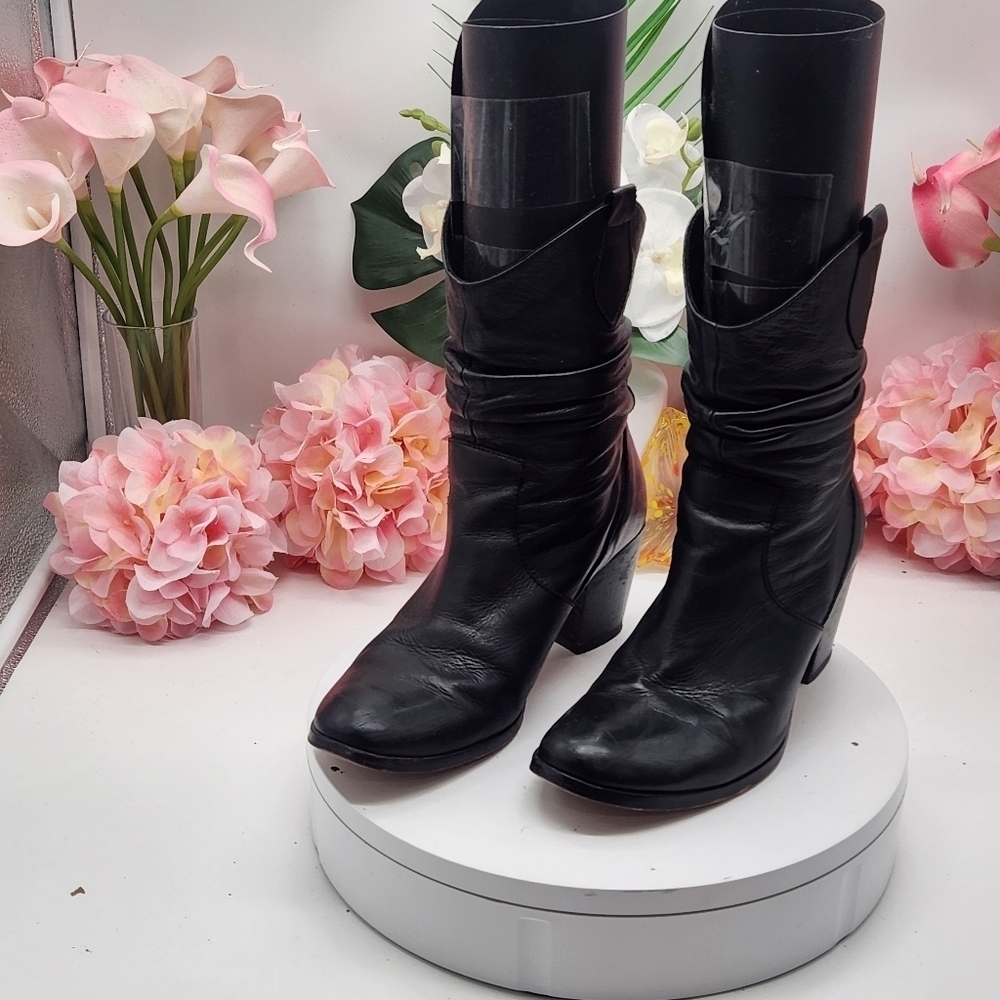 Max & Co. Black Leather Small Boots With Heel Sz. 36/6